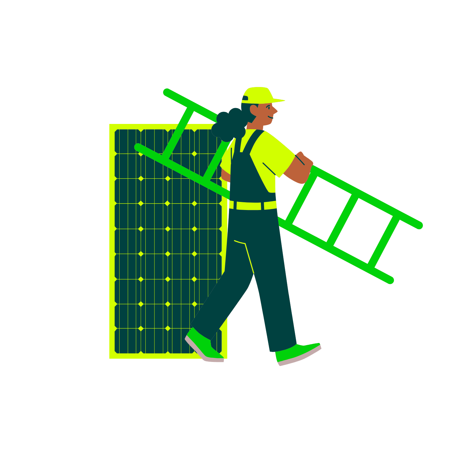 Illustration of a solar PV installer